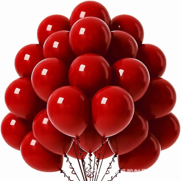 Firefly Hope 60 Pcs 10 Inch Matte Latex Balloons, Quality Party Decor for Birthday & Wedding，Dark Red