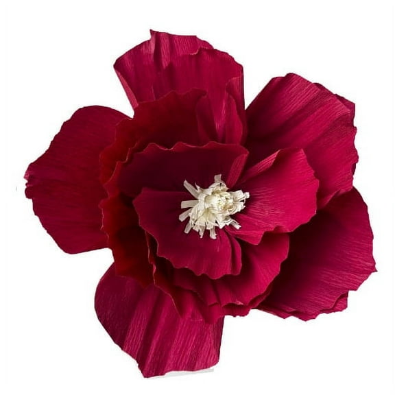 Firefly Hope 6Pcs 12in Crepe Paper Flower Decorations, Versatile Wall Flowers for Weddings, Baby Showers & Birthdays, Ideal for Photo Backdrops, Archways & Nursery WallsWine Red