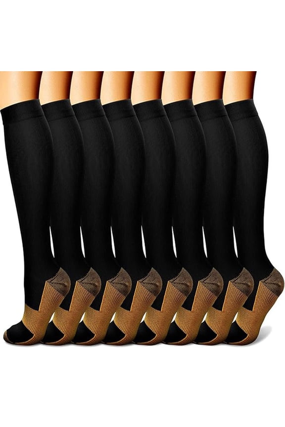 8-Pair Compression Socks for Women & Men, Breathable Circulation Support Socks, Ideal for Athletic Running, Cycling & Daily Sports Activities, L/XL, Style 45
