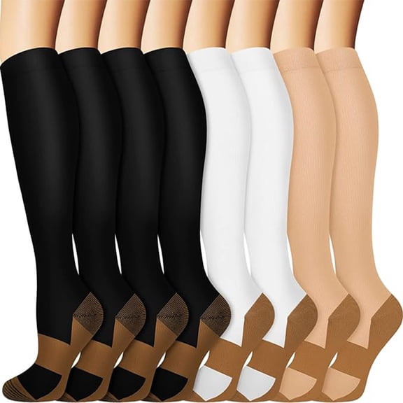 Firefly Hope 8-Pair Compression Socks for Women & Men, Breathable Circulation Support Socks, Ideal for Athletic Running, Cycling & Daily Sports Activities, S/M, Style 45
