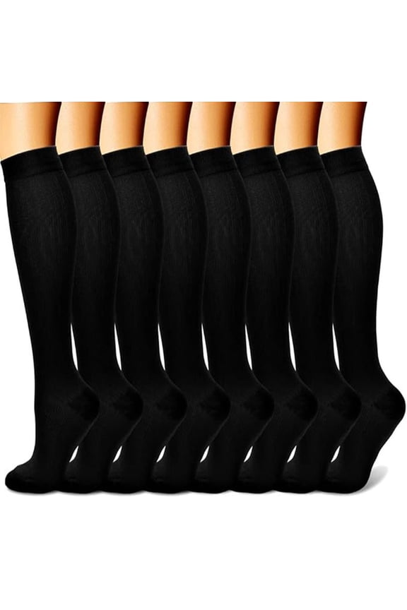 8-Pair Compression Socks for Women & Men, Breathable Circulation Support Socks, Ideal for Athletic Running, Cycling & Daily Sports Activities, S/M, Style 35