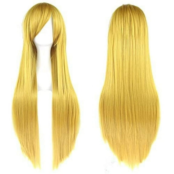 Firefly Hope 80cm Long Straight Synthetic Wig with Bangs, Colorful Style for Party (Yellow)
