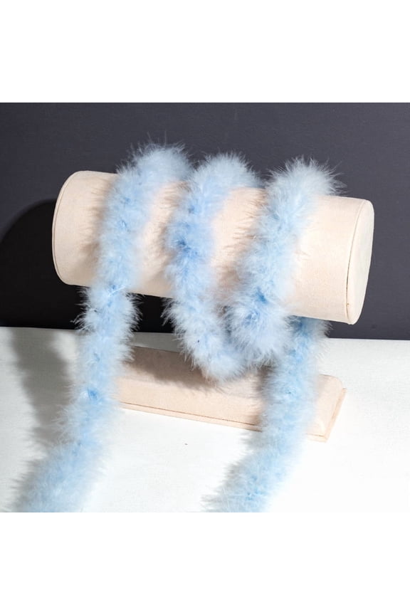 8Pcs 2.2 Yards Fluffy Soft Feather Trim, DIY Crafts & Sewing Trim for Wedding, Party, Holiday, Xmas Tree & Home Art Decor, Light Blue