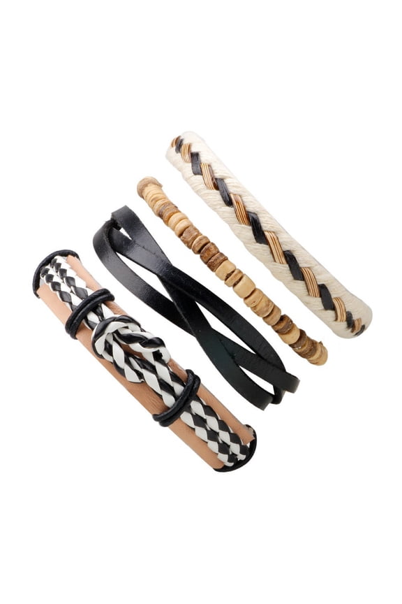 Adjustable Braided Leather Cuff Bracelets for Women & Men, Stylish Handmade Wristband, Perfect Daily Wear Casual Jewelry, C16