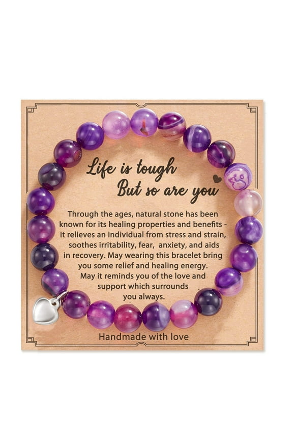 Amethyst Stretch Bracelet, Purple, Healing Bracelet, 7 inches, 8 mm