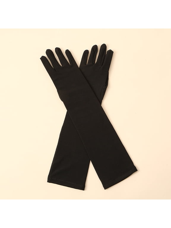 Black Stretchy Long Opera Gloves, Formal Gloves for Wedding, Party Costume, Stage Performance & Formal Dress