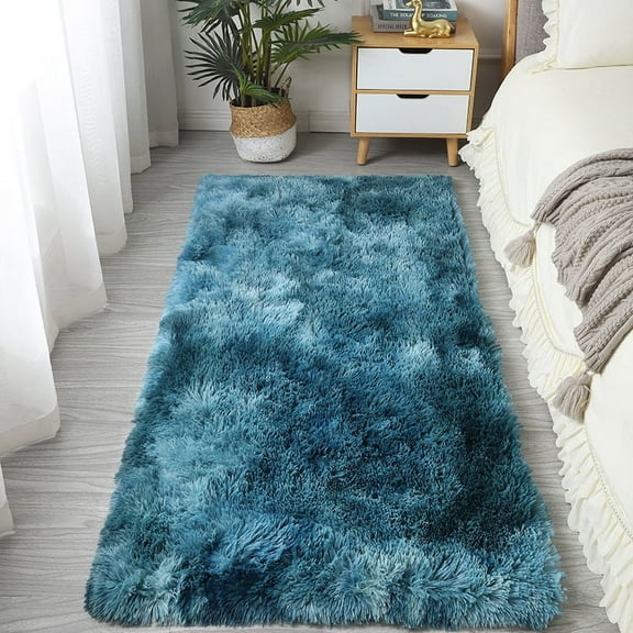 Firefly Hope Blue 15"x47" Rectangular Bathroom Rug Mat, Non-Slip Plush Shaggy Bath Runner, Machine Washable for Bathroom Floor Decor