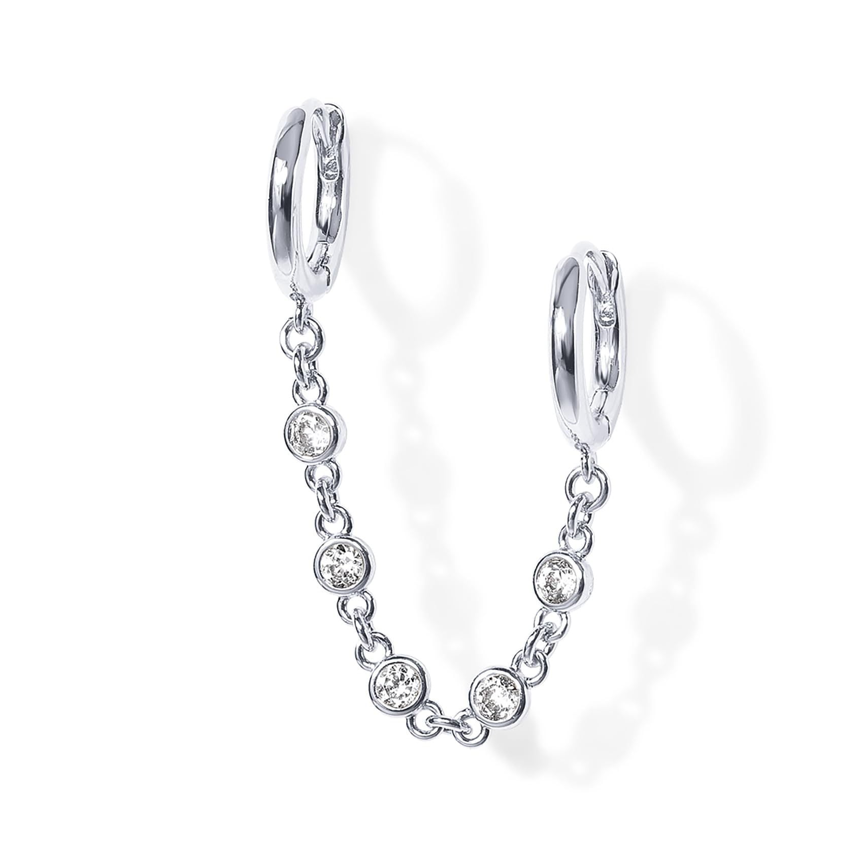 SLUYNZ Sterling Silver Double Piercing Earrings – Huggie Hoops