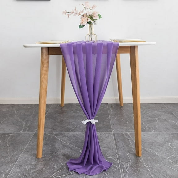 Firefly Hope Chiffon Table Runner Sheer Wedding Table Runner 28.3x120 Inches Romantic Tulle Table Runner for Wedding Decor Birthday Party Bridal Table Decoration 1 Pack Purple