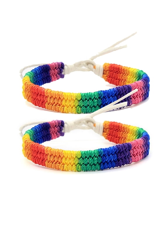 Colorful Adjustable Rainbow Bracelet Set Handmade Friendship Wristbands for Daily Wear