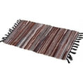 thumbnail image 1 of Firefly Hope Colorful Cotton Handmade Reversible Chindi Rag Rug – 20" x 31", Hand-Woven Striped Design with Tassels, Machine Washable for Bathrooms, Entryways & Living Spaces, Coffee, 1 of 4