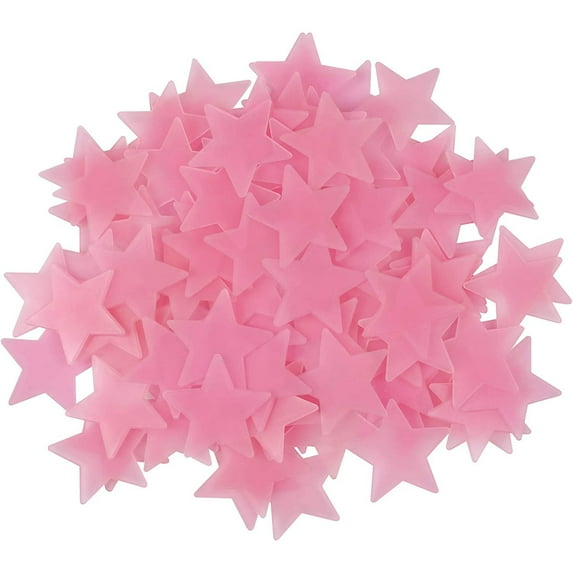 Firefly Hope Colorful Glow Stickers – 100pcs Fluorescent Plastic Stars for Kids' Room, Wall & Ceiling Art, pink