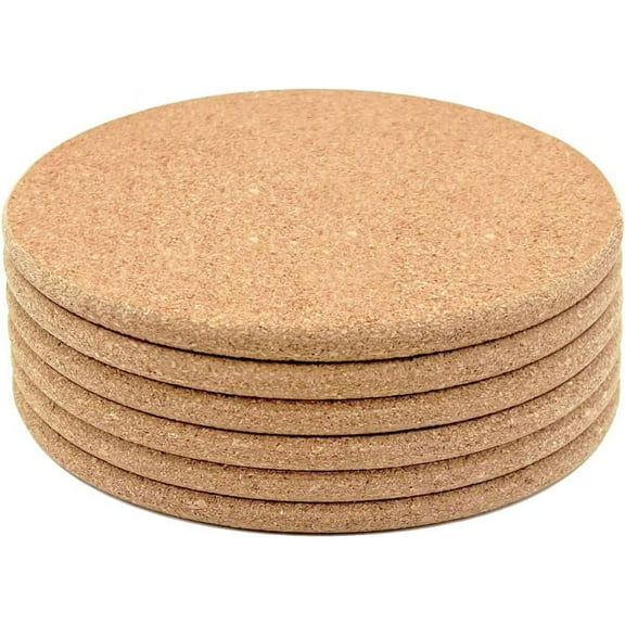 Firefly Hope Cork Trivet, 6 Pack High Density Thick Cork Coaster Set for Hot Dishes and Hot Pots, 8 Inch Heat Resistant Multifunctional Cork Board, Hot Pads for Table & Countertop