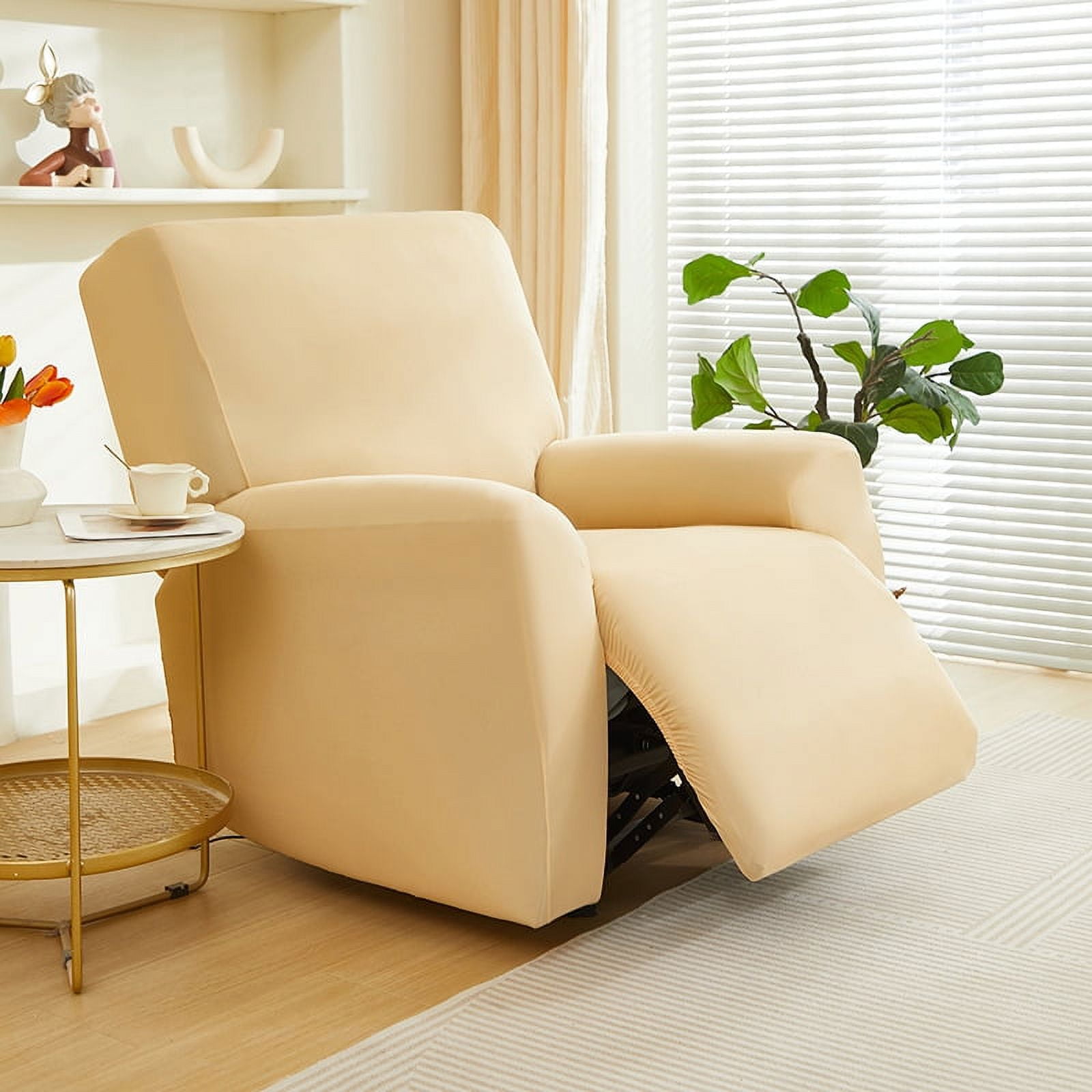 Firefly Hope Couch Cover Polyester Sofa Covers 1 seat Reclining Chair Cover - Easy Fit Washable Furniture Protector for Living Room (Light Yellow)