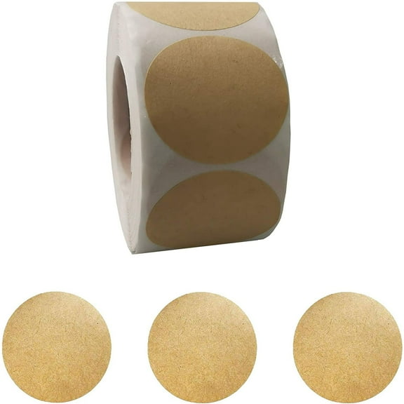 Firefly Hope Crafts & Pantry Labels - 500pc Brown Kraft Paper Stickers with Self-Adhesive