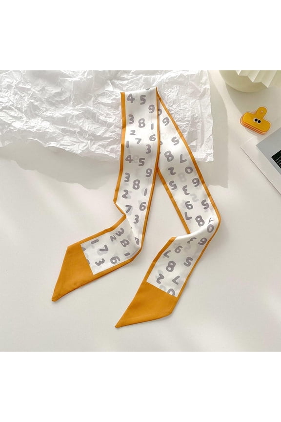 Elegant Personalized Scarf, Yellow Series Long Striped Small Scarf, Narrow and Long Striped Ribbon, Neck Tie, Hair Tie, Bag Decoration, Hand Gift Ribbon -1 piece (C)
