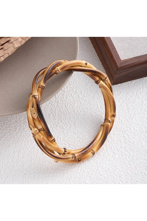 Ethnic Natural Rattan Woven Bracelet, Handmade Braided Straw & Wicker Bangle, Lightweight Chunky Accessory for Ladies Summer Outfits, H8