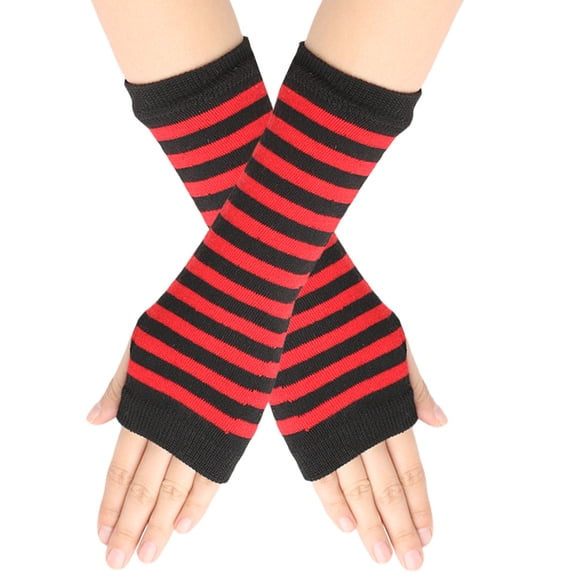Firefly Hope Fingerless Gloves for Women Wrist Fingerless Gloves with Thumb Hole Winter Warm Fingerless Gloves Stretchy Half Finger Gloves for Women Men-Black Red