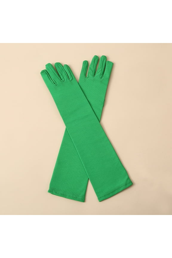 Green Stretchy Long Opera Gloves, Formal Gloves for Wedding, Party Costume, Stage Performance & Formal Dress