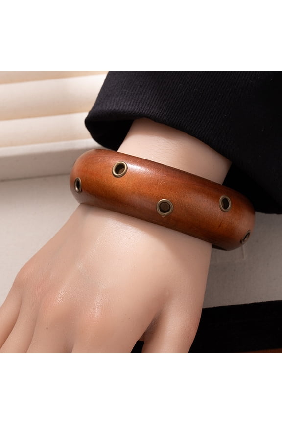 Handcrafted Natural Wood Cuff Bracelets, Wide Chunky Wooden Wristbands, Ethnic Style Bangles for Women Daily Wear, R3