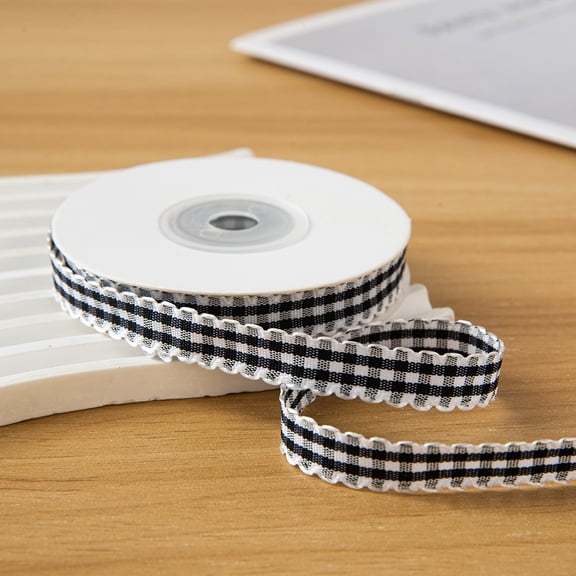 Firefly Hope Lace Checkered Ribbon,3 Rolls Black & White 10yard0.39in Bulk Gift Ribbon, Decorative Wrapping Ribbon for Bows, Bouquet & Craft Gift Packaging