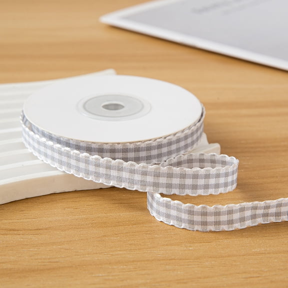 Firefly Hope Lace Checkered Ribbon,3 Rolls Gray & White 10yard×0.39in Bulk Gift Ribbon, Decorative Wrapping Ribbon for Bows, Bouquet & Craft Gift Packaging