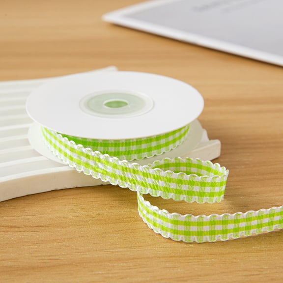 Firefly Hope Lace Checkered Ribbon,3 Rolls Light Green & White 10yard×0.39in Bulk Gift Ribbon, Decorative Wrapping Ribbon for Bows, Bouquet & Craft Gift Packaging