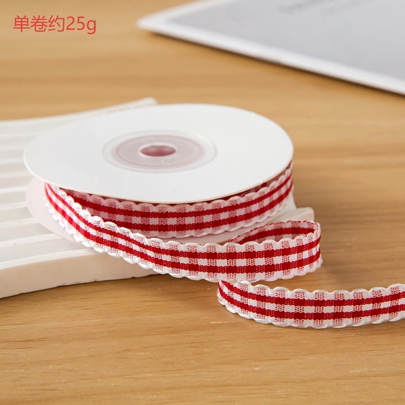 Firefly Hope Lace Checkered Ribbon,3 Rolls Red & White 10yard×0.39in Bulk Gift Ribbon, Decorative Wrapping Ribbon for Bows, Bouquet & Craft Gift Packaging