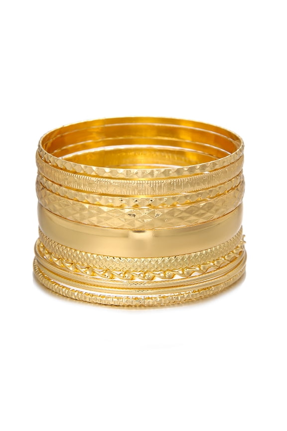 Layered Bracelet Set for Women, Fashion Stackable Jewelry Ideal Gift for Birthday, Holiday & Everyday Styling-10pcs,Gold H