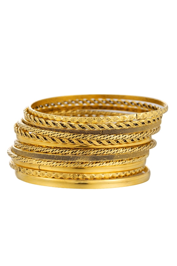 Layered Bracelet Set for Women, Fashion Stackable Jewelry Ideal Gift for Birthday, Holiday & Everyday Styling-12pcs,Gold