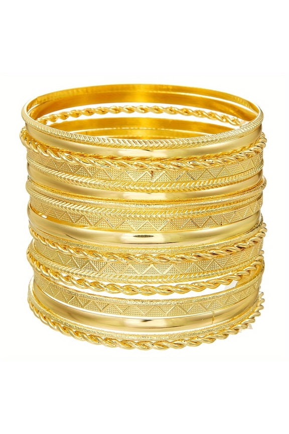 Layered Bracelet Set for Women, Fashion Stackable Jewelry Ideal Gift for Birthday, Holiday & Everyday Styling-20pcs,Gold I