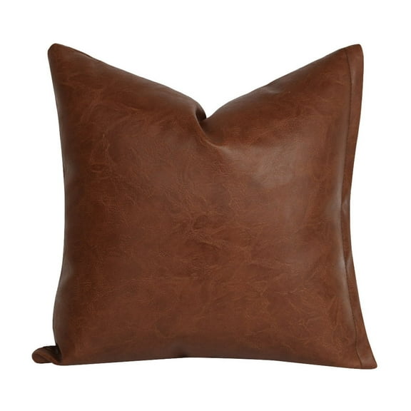 Firefly Hope Leather Pillow Cover 18x18 Inch, Rustic Brown, Perfect for Home Decor