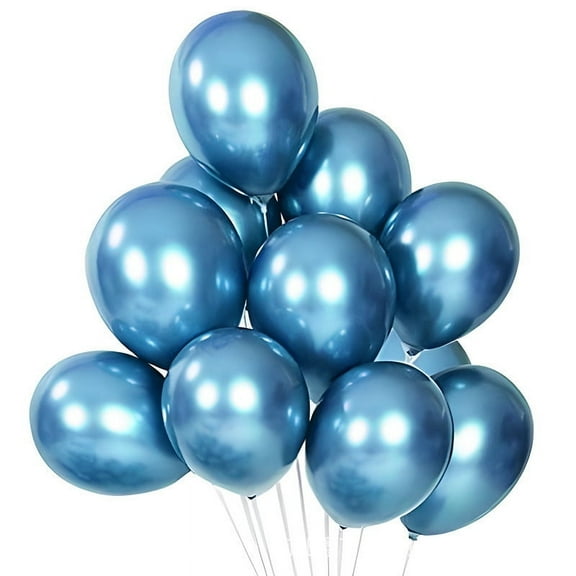 Firefly Hope Light Blue 60 Pcs 10 Inch Metallic Chrome Balloons, Latex Party Decor for Birthday & Shower