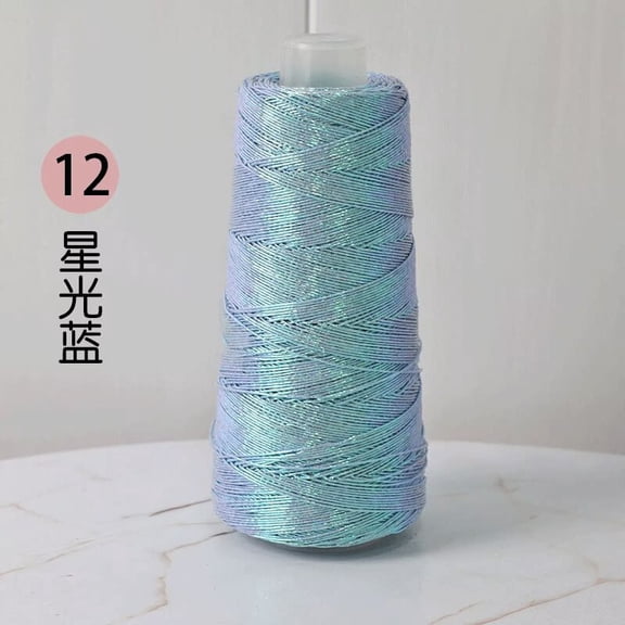 Firefly Hope Light Blue Metallic Crochet Yarn 519 Yards 1 Roll, Shiny Core-Spun Metallic Thread for DIY Handmade Crafts, Knitting & Fashion Accessories Making
