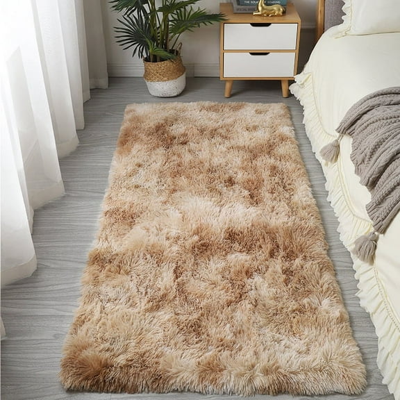 Firefly Hope Light Brown 15"x47" Rectangular Bathroom Rug Mat, Non-Slip Plush Shaggy Bath Runner, Machine Washable for Bathroom Floor Decor