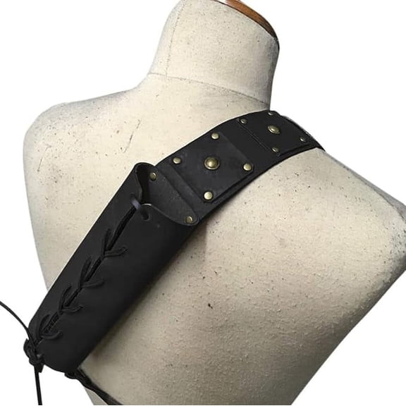 Firefly Hope Medieval Style Sword Shoulder Back Holster, Adjustable Retro Leather Buckle Sword Frog Sheath Holder for Adult Men, Black