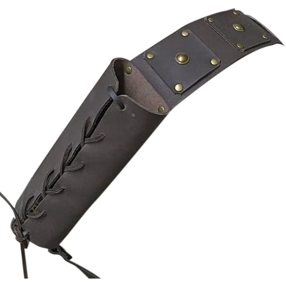 Firefly Hope Medieval Style Sword Shoulder Back Holster, Adjustable Retro Leather Buckle Sword Frog Sheath Holder for Adult Men, Brown