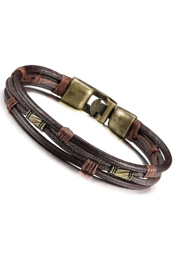 Men's Vintage Leather Wristband Brown Rope Bracelet Bracelet, 1 Piece
