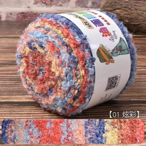 Firefly Hope Multicolor Loop Yarn for Crocheting & Knitting, 100g Fancy Fuzzy Fluffy Curly Thread, Ideal for Hats, Sweaters, Scarves & Creative Fun Crafts, F1