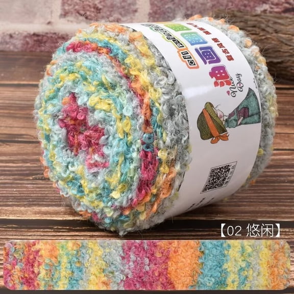 Firefly Hope Multicolor Loop Yarn for Crocheting & Knitting, 2 Rolls 100g Fancy Fuzzy Fluffy Curly Thread, Ideal for Hats, Sweaters, Scarves & Creative Fun Crafts, F2