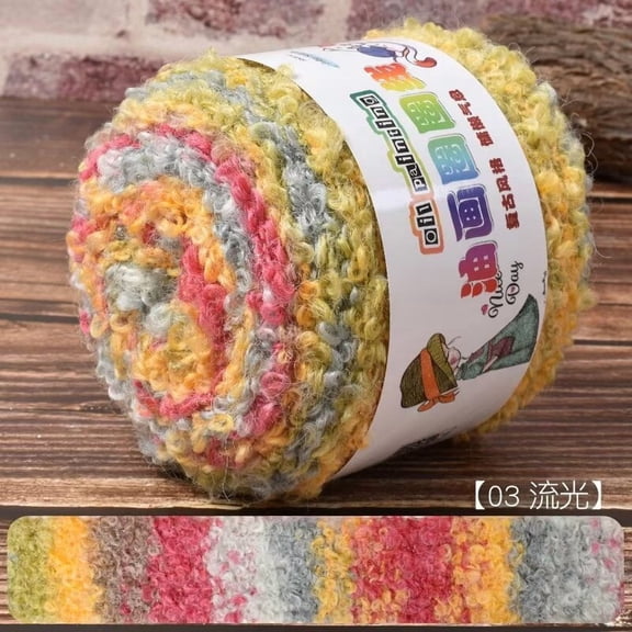 Firefly Hope Multicolor Loop Yarn for Crocheting & Knitting, 3 Rolls 100g Fancy Fuzzy Fluffy Curly Thread, Ideal for Hats, Sweaters, Scarves & Creative Fun Crafts, F3