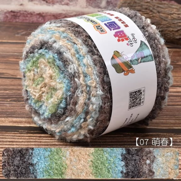 Firefly Hope Multicolor Loop Yarn for Crocheting & Knitting, 3 Rolls 100g Fancy Fuzzy Fluffy Curly Thread, Ideal for Hats, Sweaters, Scarves & Creative Fun Crafts, F7