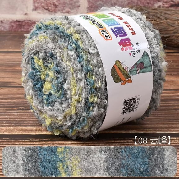 Firefly Hope Multicolor Loop Yarn for Crocheting & Knitting, 3 Rolls 100g Fancy Fuzzy Fluffy Curly Thread, Ideal for Hats, Sweaters, Scarves & Creative Fun Crafts, F8