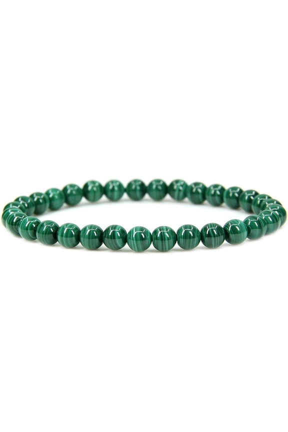 Natural AA Grade Malachite Gemstone 6mm Round Beads Stretch Bracelet 7" UnisexGreen