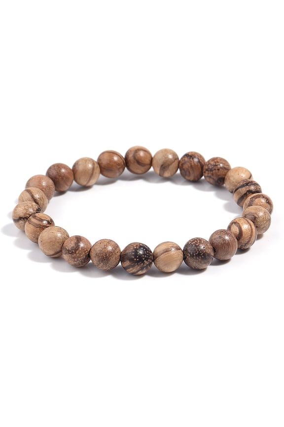 Natural Wooden Beaded Stretch Bracelet for Men & Women, Lightweight Boho Style Jewelry for Daily Wear & Gifting, Style B
