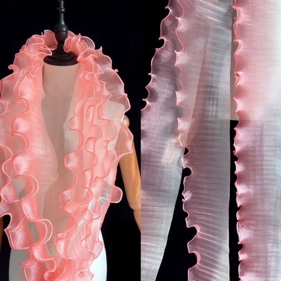 Firefly Hope Peach powder 10Yds x 4.72 Inch Ruffle Pleated Gathered Lace Trim, Soft Organza Tulle Chiffon Fabric Edging for Wedding Dress, Clothes, Costume Sewing & DIY Craft Decor