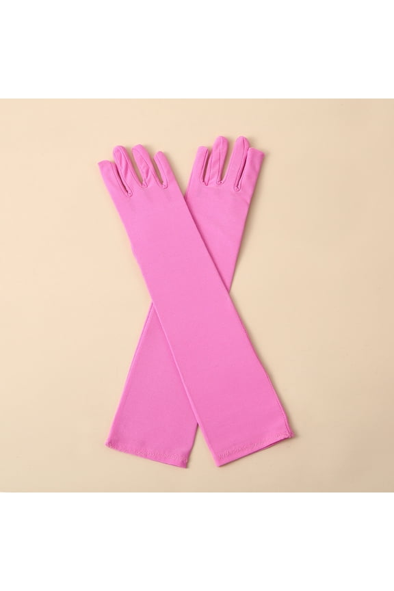 Pink Stretchy Long Opera Gloves, Formal Gloves for Wedding, Party Costume, Stage Performance & Formal Dress