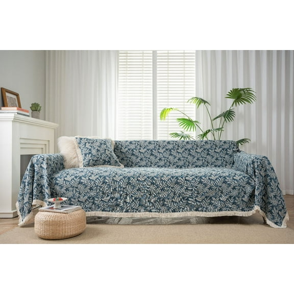 Firefly Hope Polyester Couch Cover - Easy Fit Washable Furniture Protector for Living Room 70.87*165.35inch (Blue)