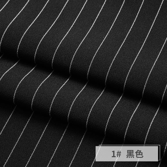 Firefly Hope Polyester Pinstripe Stretch Spandex Poplin Woven Fabric, 1 Meter Length 59 Inch Wide, Comfortable Elastic Fabric for Sewing & Apparel Projects, Black