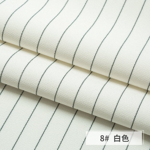 Firefly Hope Polyester Pinstripe Stretch Spandex Poplin Woven Fabric, 1 Meter Length 59 Inch Wide, Comfortable Elastic Fabric for Sewing & Apparel Projects, White